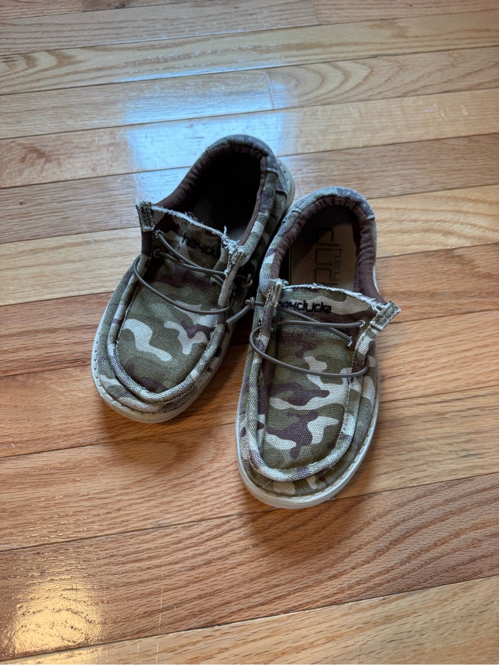 Hey Dude Kids Camo Slip-On Moccasins - Green and Brown